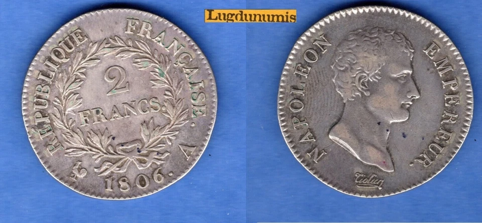 2 Francs 1806 A Paris TTB+ SUP Napoléon Empereur Premier Empire, 1804 - 1814 - Photo 1/1