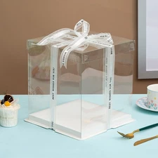 5 Pcs,Fully Transparent Cake Box - High-Transparent PET