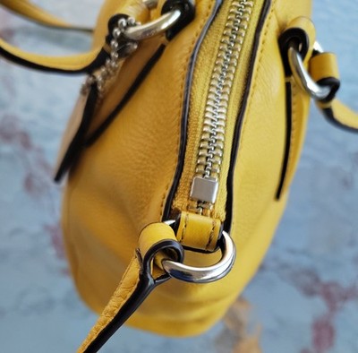 Coach MINI F57563 Kelsey Mustard Yellow Zip Top Leather Crossbody