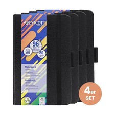 Notizbuch DIN A6 kariert 4-er Pack nachhaltig...