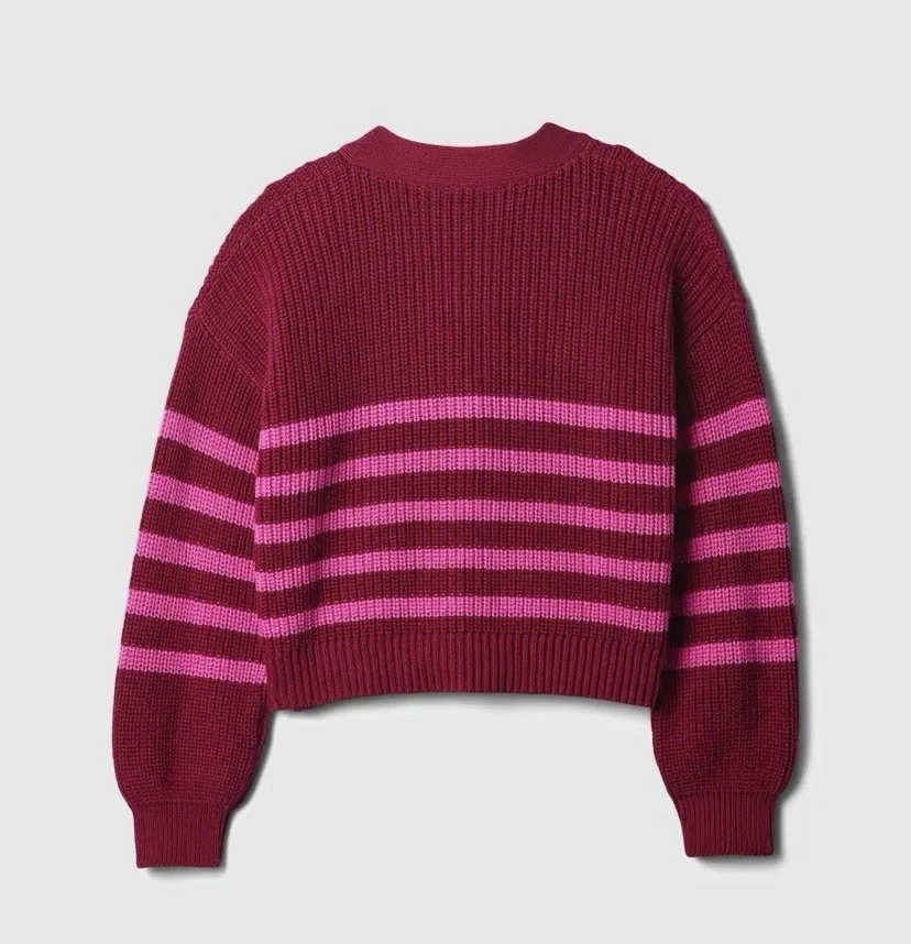 Suéter Cárdigan GAP Punto Coctelera Manga Globo Cuello V (tallas: S 6/7, M 8) $49 Foto 3 de 4