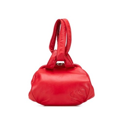 LOEWE Leather Anagram Frame Handbag Pre-Loved Bag Red