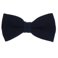 Tony & Paul. Noeud papillon tricot. PAULO, Soie. Bleu Marine  - Uni -  FABRIQUE