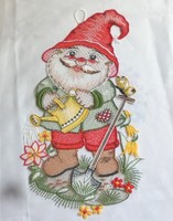 Fensterbild Fensterdeko Gartenzwerg Inklusive Saughaken Plauener Stickerei®