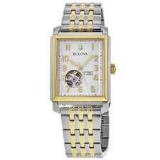 New Bulova Sutton Automatic Silver Dial Two-Tone Stainless Men's Watch 98A308