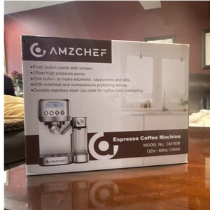 AMZCHEF CM1636 Espresso Machine 20 Bar 1350W Stainless Steel Digital Panel