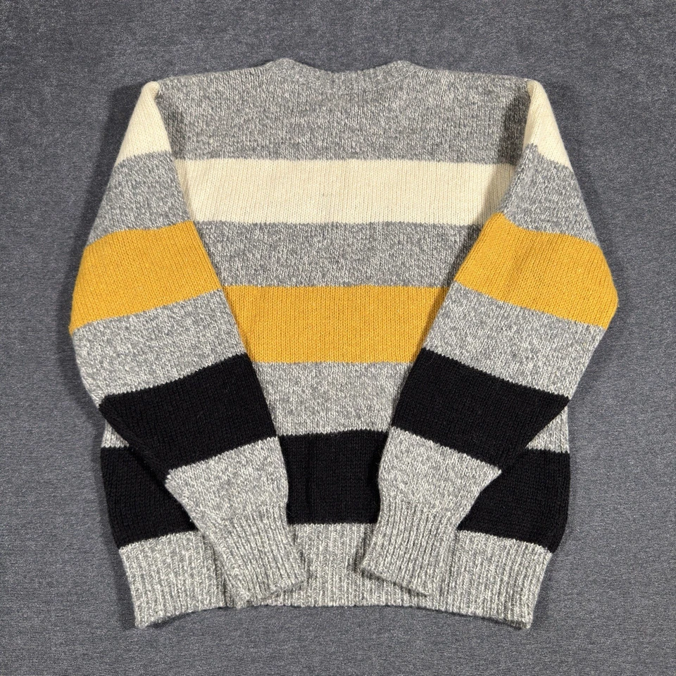 Boathouse Row Vintage Wool Fisherman's Sweater Striped Knit Gray Mens M USA Made - Image 3 of 4