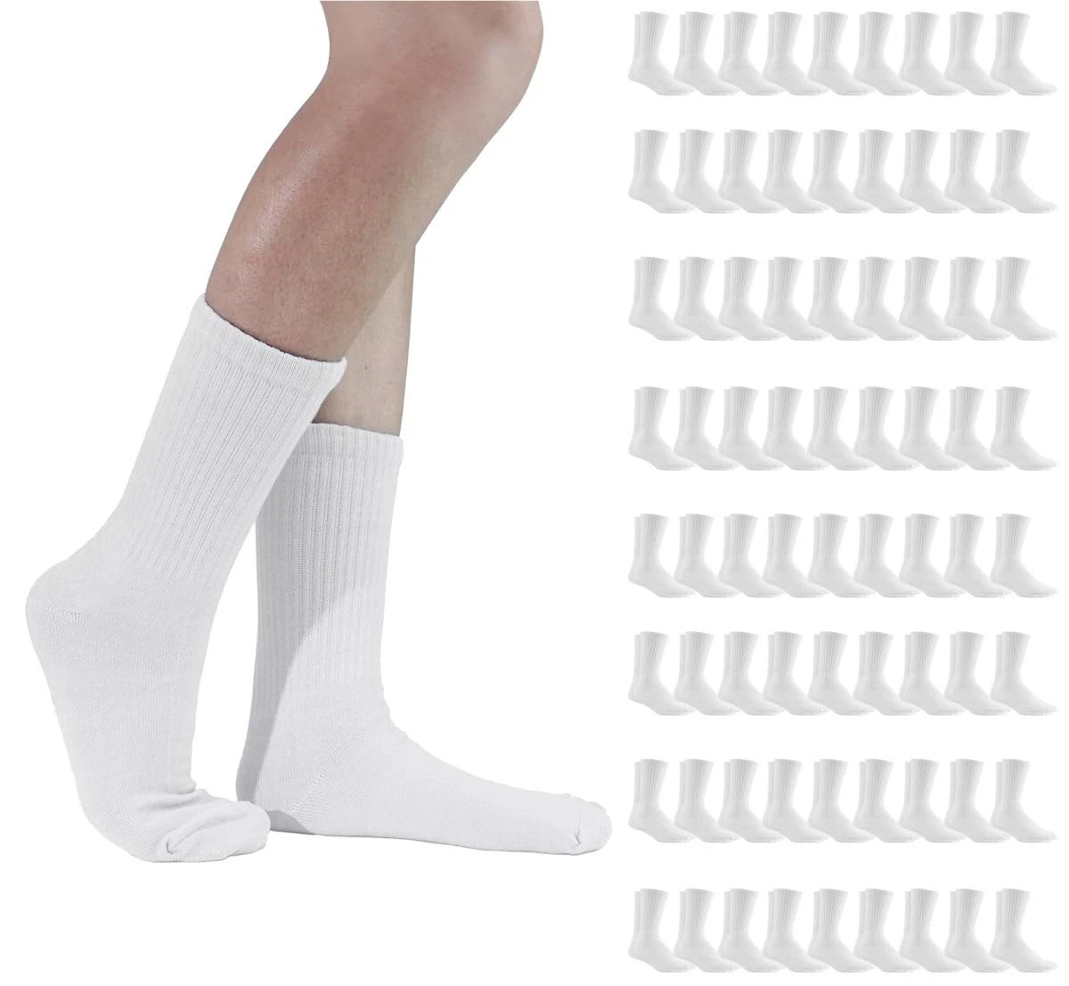 72 Units of Women's Premium Cotton Crew Socks White Size 9-11 - Womens Crew Sock