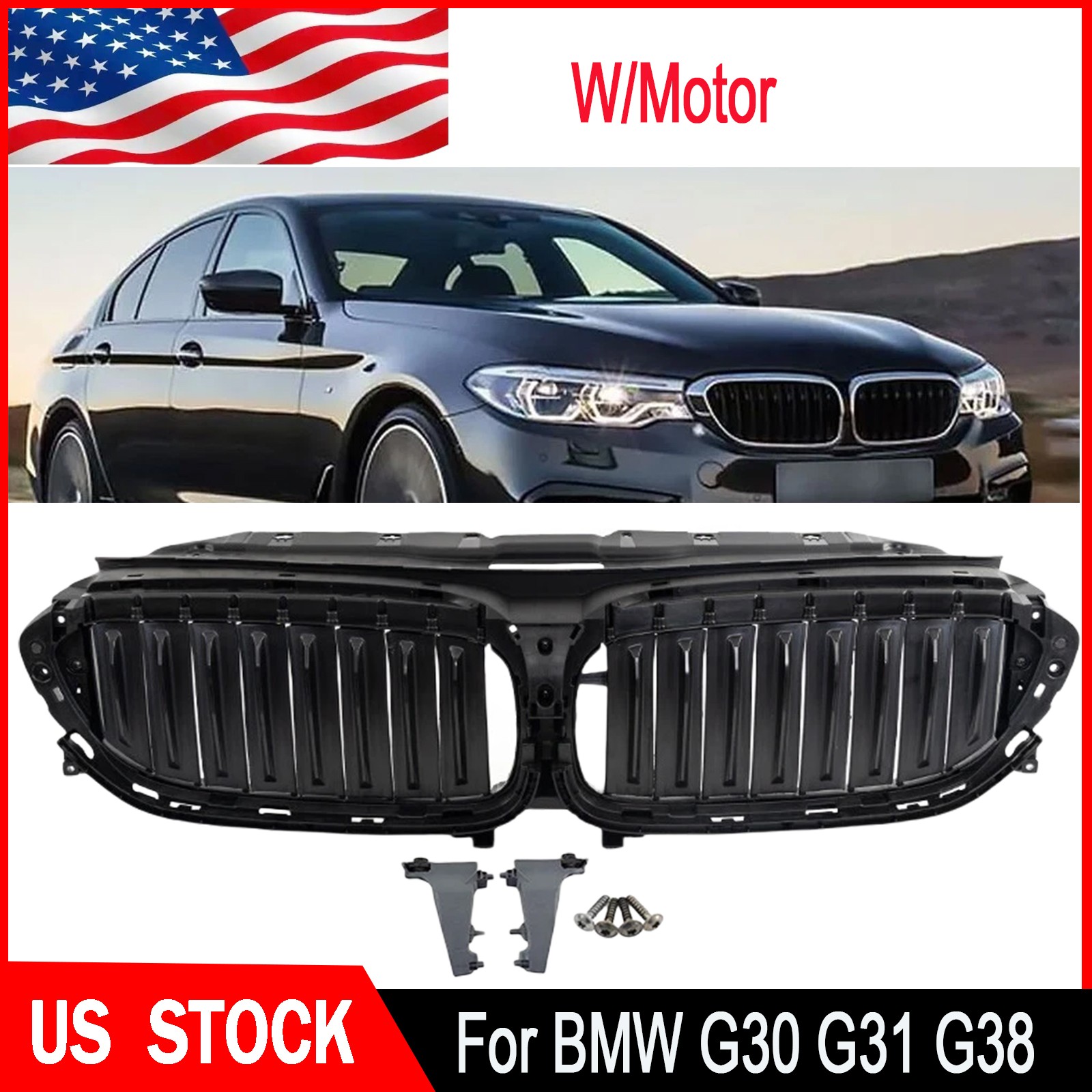 For 2017-20 BMW G30 G31 G38 530i 540i New Front Radiator Shutter Grille W/ Motor