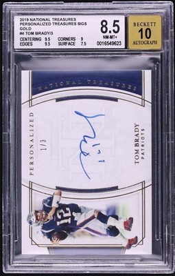 Tom Brady Auto 2019 National Treasures Personalized Signatures Gold 1/3 BGS 8.5