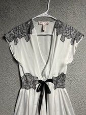 Oscar De La Renta Pink Label Black Lace Semi Sheer Wrap Robe Size S Slip Dress