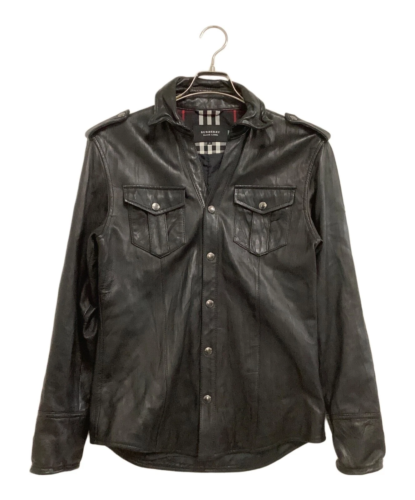 BURBERRY BLACK LABEL Giacca in pelle di agnello nero taglia: M