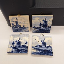 Lot of 4 Vintage Blue And White Mini Delft Ti...