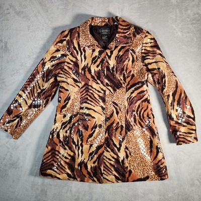 Selene Sport Jacket Womens Large Tiger Print Snakeskin Textured