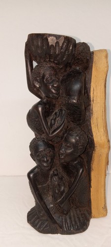 EDLE VINTAGE AFRIKANISCHE MOKANDE HOLZ FIGUR HANDGESCHNITZT SKULPTUR 8" BAUM DER EINHEIT - Bild 11 von 24