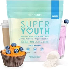 SkinnyFit Super Youth Multi-Collagen Peptides UNFLAVORED 30 Servings AUTHENTIC