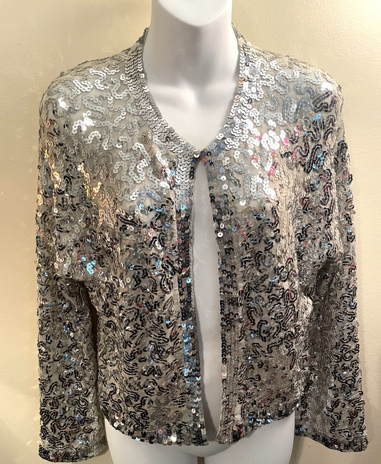 Gold Hawk Sequin Silver Jacket With Hook. Used. S… - image 1