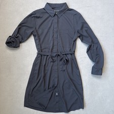 Banana Republic Shirt Dress Womens 4 Navy Tie Waist Long Sleeve Office City