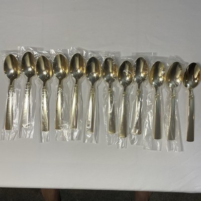 Lot Of 12 Reed & Barton Gold Plated Solange Style 6in Flatware Spoons