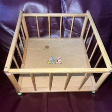 Vintage Strombecker Doll House Furniture Wooden Baby Playpen