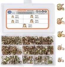 160pcs 6-10mm Silicone Vacuum Fuel Hose Line Spring Clip Clamp Small, Bronze 