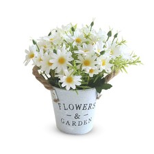 Hwtcjx Artificial Flowers with Vase, in 1 basin, White