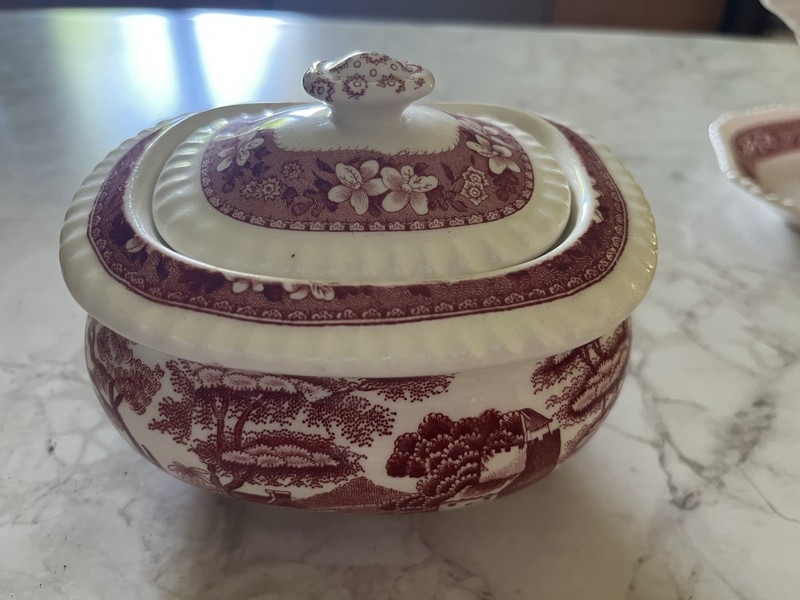 Vintage Copeland Spode Red Tower China Sugar Bowl Cover
