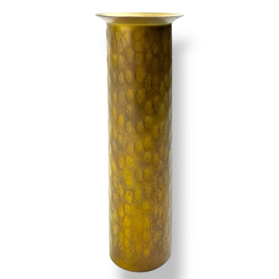 Vintage WWII Trench Art Artillery Shell Casing Brass Hammered Vase Collectible - Image 4 of 4