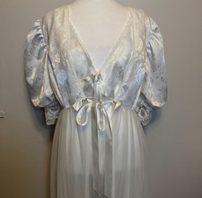 VTG TOSCA WHITE CHIFFON NIGHTGOWN  ROBE SET L