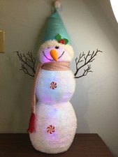 Large wire snowman with color changing lights Blue Hat Branch Arms 27
