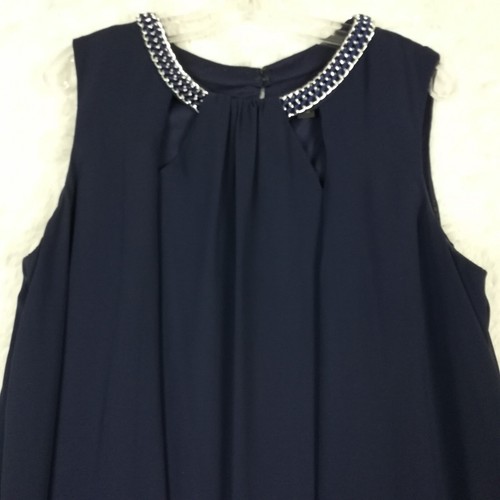 SLNY Womens Dress Elegant Tiered Shift Dark Navy Flowy Sleeveless Plus 16W - Picture 8 of 10