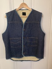 Vintage Roebuck Vest Size L 42-44 Tall Denim Sherpa Lined FAST SHIP NICE 