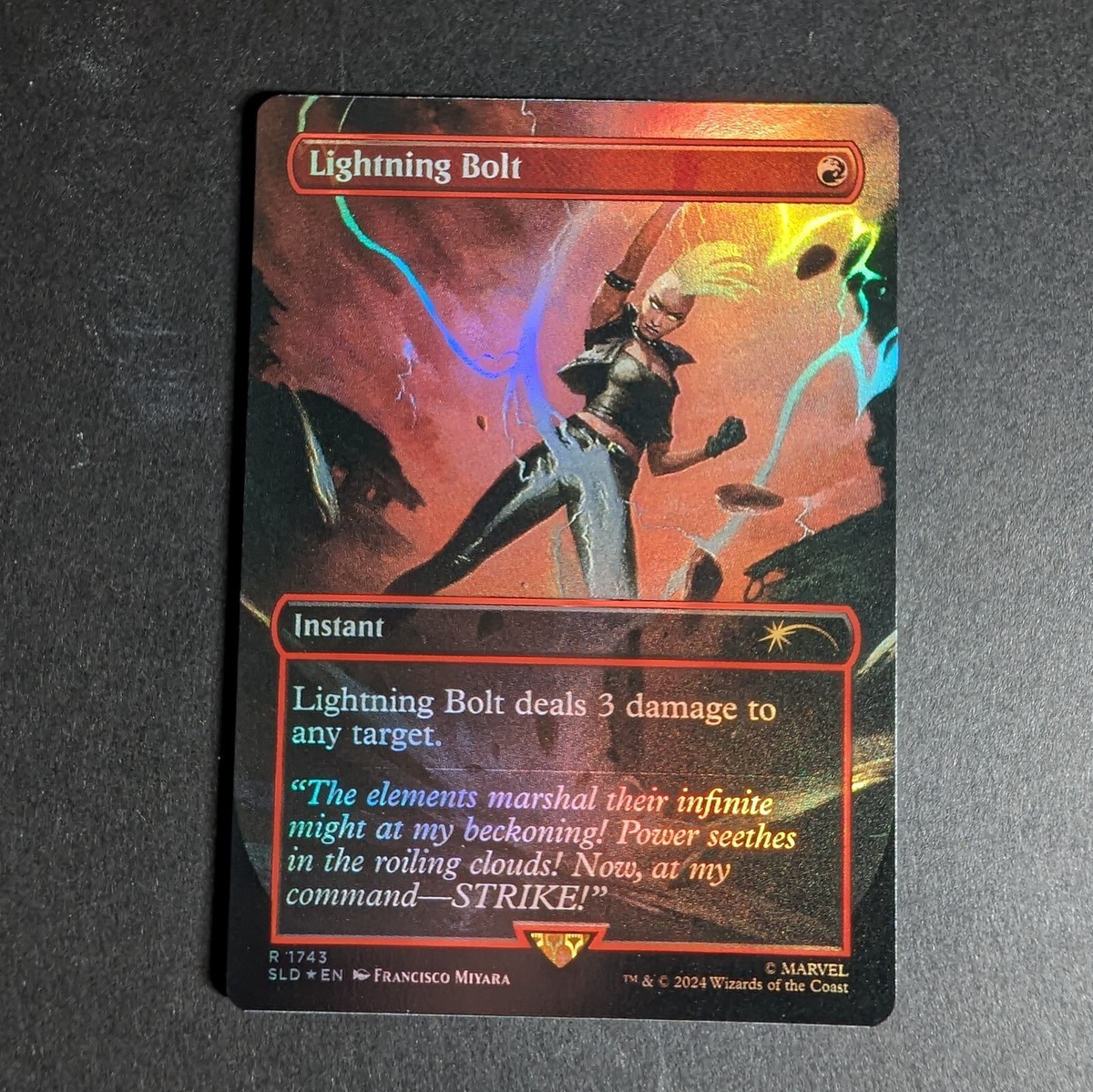MTG 稲妻/Lightning Bolt Foil Secret Lair ⑥ Storm Lightning Bolt MTG Secret Lair Marvel Card Rainbow FOIL IN