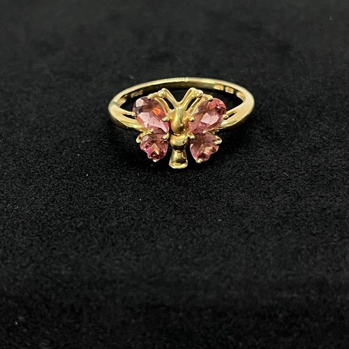 Vintage rosa Turmalin Schmetterling Ring 14k Gold Damengröße 9 - Bild 2 von 9