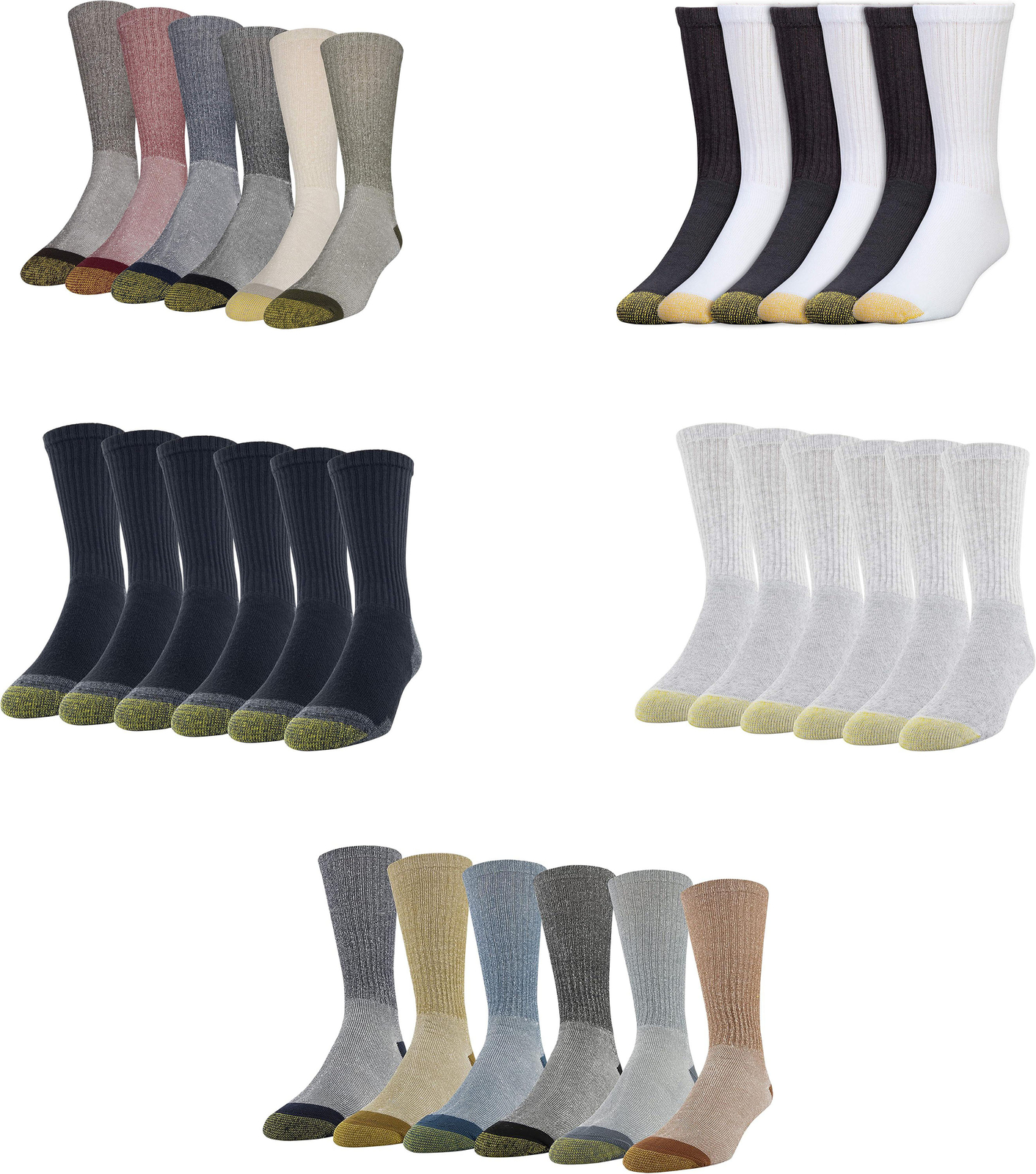 Gold Toe Nylon Lite No Show Calzini, 6 Paia, Grigio/Bianco/Nero, L (Pacco da 6) Uomo