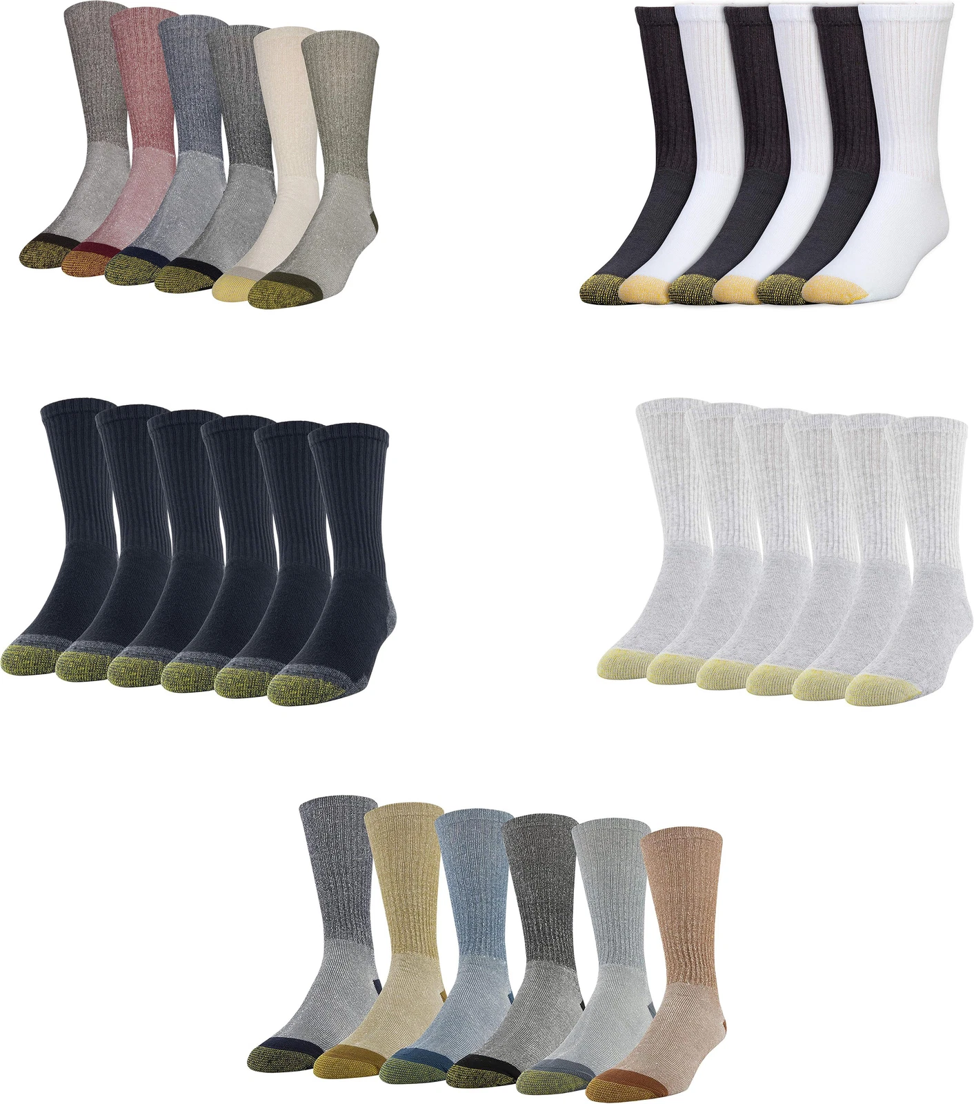 GOLDTOE Men's 656S Cotton Crew Athletic Socks (6 Pairs)