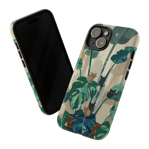Phone-Ink iPhone, Pixel, Samsung Galaxy Case - Monstera Green Plant Cats - 第 21/191 張圖片