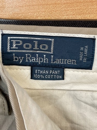 Polo Ralph Lauren Vintage Mens W32 L34 Ethan Khaki Casual Embroidered Logo Pants - Picture 3 of 9