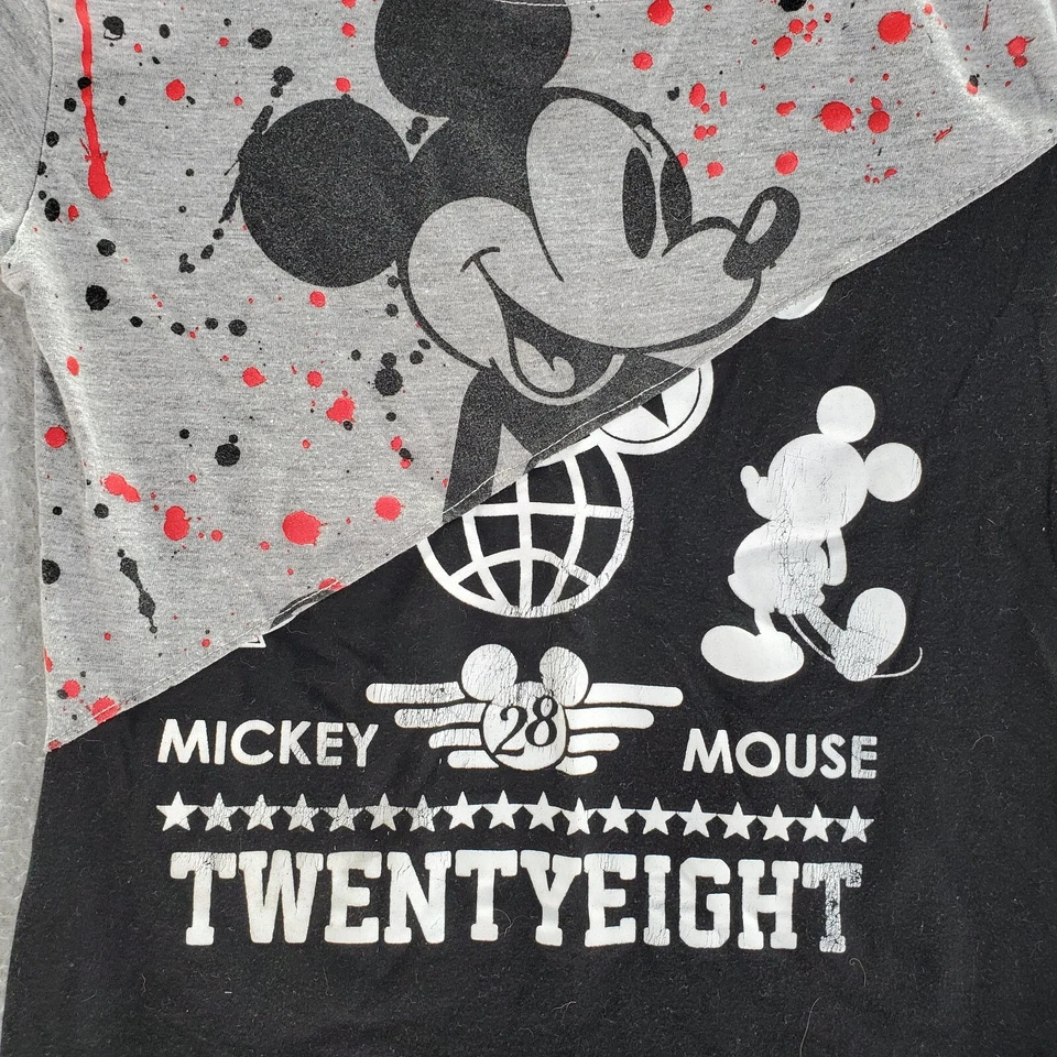 Camiseta Disney Niños Pequeña Negra Blanca Mickey Mouse 28 Gráfico Manga Corta Foto 2 de 4