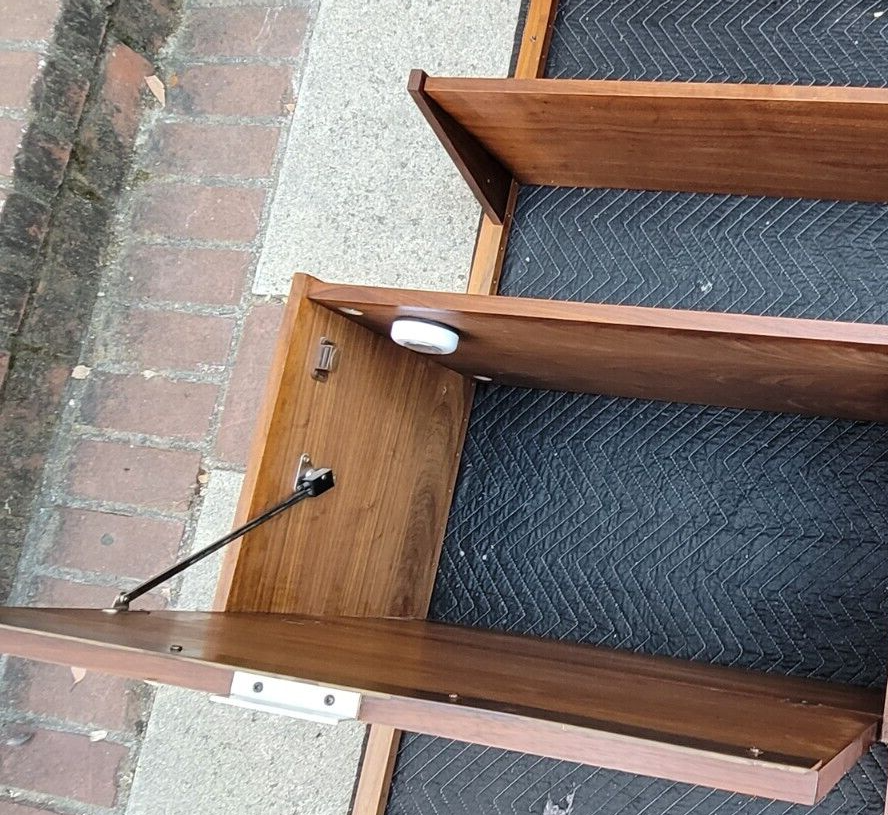 MCM 2Bay Walnut Modular Wall Unit System w/ Bookshelves & Desk c.1970