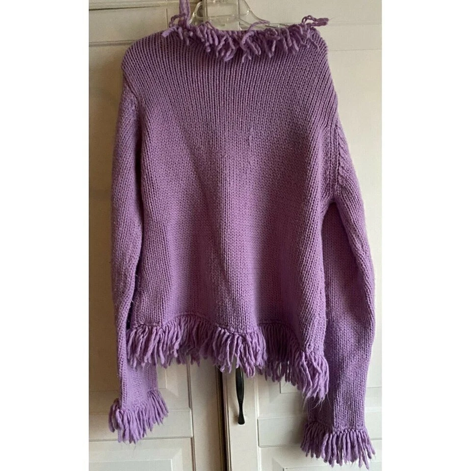 Suéter tejido lavanda púrpura parche calabaza talla 10 Foto 2 de 4