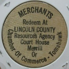 Vintage Lincoln County, WI Tomahawk Wooden Nickel - Token Wisconsin #2
