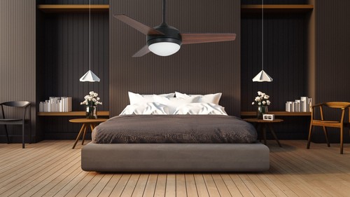 4 STÜCK Vam leiserDeckenventilator Vega SCHWARZ 132cm Leuchte Fernbedienung - Picture 3 of 3