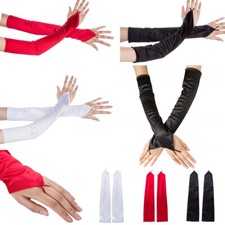 19'' Fingerless Stretch Satin Bridal Wedding Party Ceremony Opera Long Gloves
