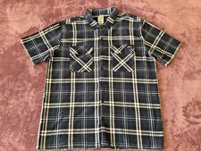 Dickies Men's Blue Checker Slim Fit Short Sleeve Button Up Cotton Shirt Mens 2XL