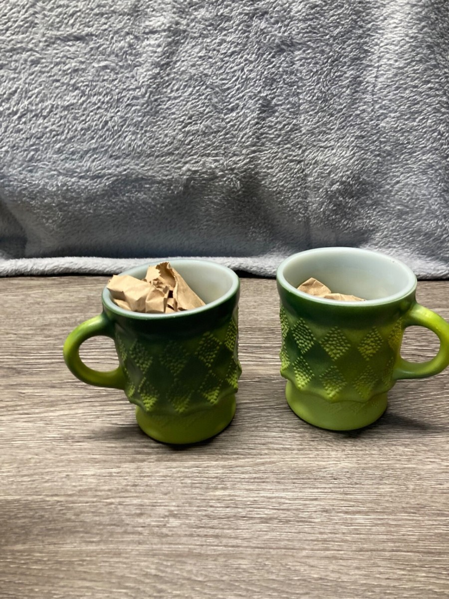 Vintage Anchor Hocking Fire King Mugs Kimberly Diamond Coffee Cup