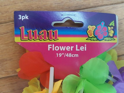 LEIS LUAU HAWAIIAN RAINBOW FLOWERS BEACH PARTY/DECORATION 19"/48CM LOT OF 3 - Picture 3 of 7