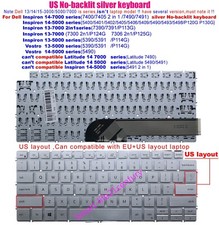 silver No-Backlit Keyboard for Dell Inspiron 5400 5401 5402 5490 5493 5498 P120G