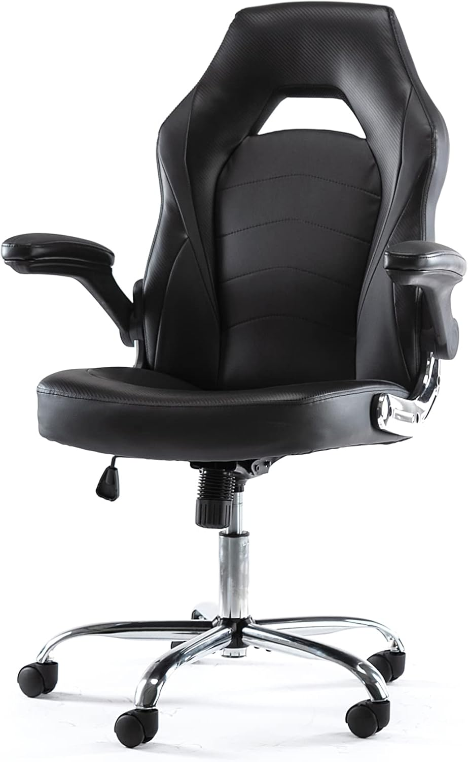 Ergonomic Office Chair with Flip-Up Armrests, Lumbar Support, and PU Leather Design-image
