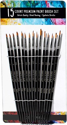 15-teiliges Pinsel Set Aquarell Acryl Öl Gouache Malerei Premium Künstler